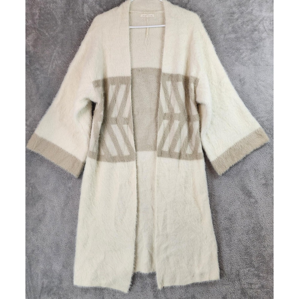 Do Everything In Love Cardigan Sweater Womens One Size Cream Beige Fuzzy Comfy
